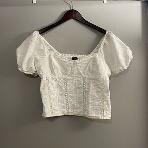Jessica Simpson White Smocked Puff Sleeve Blouse